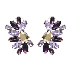 Imitated crystal&CZ Simple Geometric earring  (purple) NHJJ5002-purple