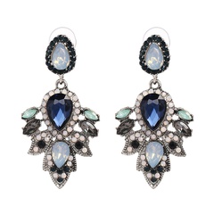 Imitated crystal&CZ Fashion Flowers earring  (Blue color) NHJJ5093-Blue-color
