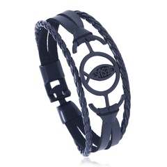 Leather Fashion Geometric bracelet  (black) NHPK2098-black