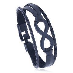 Leather Bohemia bolso cesta bracelet  (black) NHPK2106-black