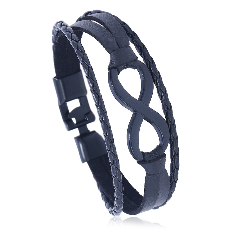 Leather Bohemia bolso cesta bracelet  black NHPK2106black