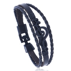 Leather Fashion Geometric bracelet  (black) NHPK2104-black