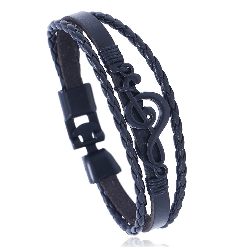 Leather Fashion Geometric bracelet  black NHPK2104black