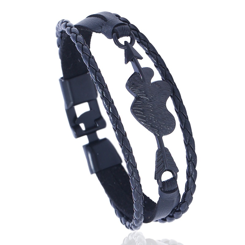 Leather Fashion Geometric bracelet  black NHPK2103black