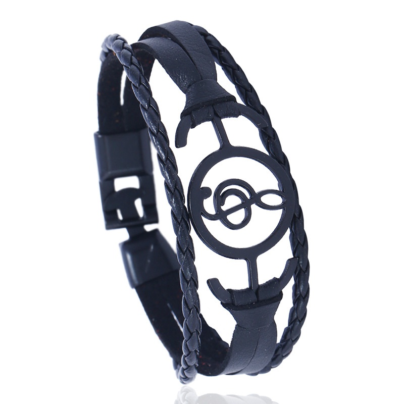 Leather Fashion Geometric bracelet  black NHPK2110black