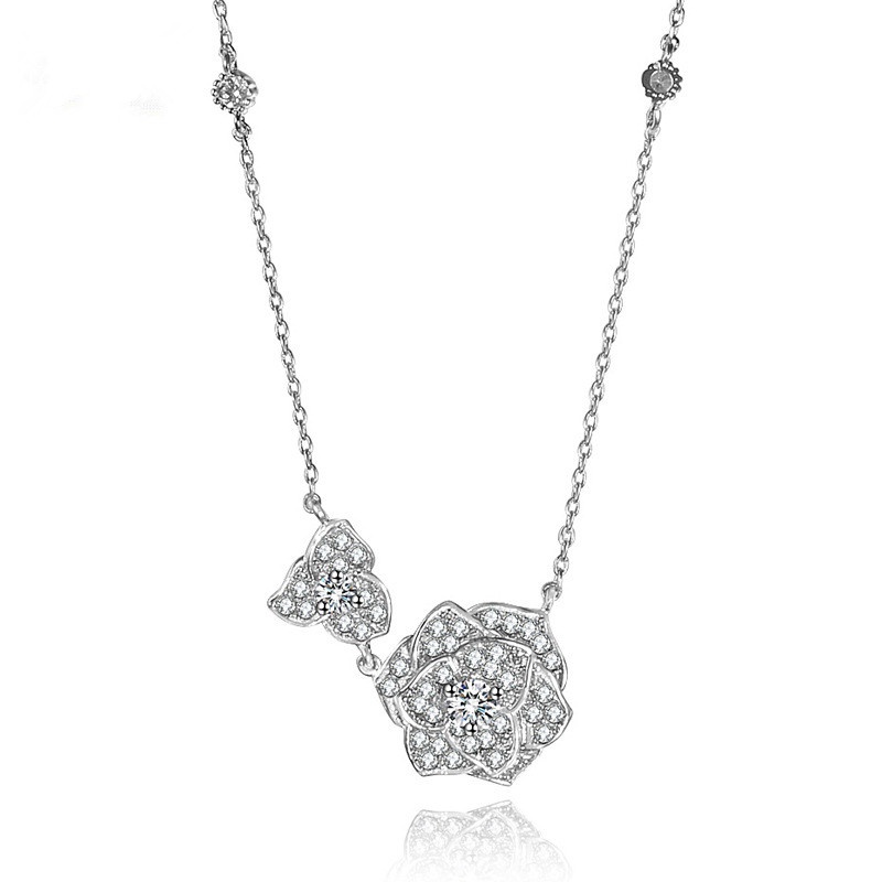 Alloy Korea Flowers necklace  platinum NHTM0352platinum