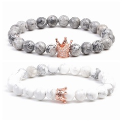 Natural Stone Fashion Animal bracelet  (White pine + gray) NHYL0204-White-pine-gray