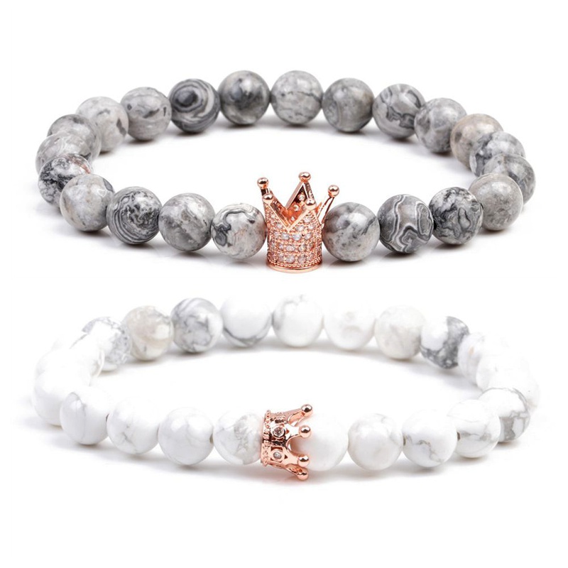 Natural Stone Fashion Animal bracelet  White pine + gray NHYL0204Whitepinegray