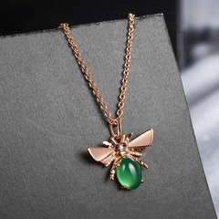 Alloy Korea Animal necklace  (Rose alloy green stone) NHLJ4065-Rose-alloy-green-stone