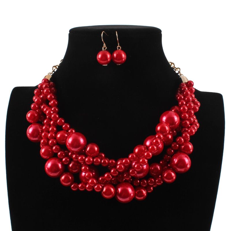 Plastic Fashion Geometric necklace  red NHCT0307red