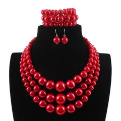Plastic Fashion Geometric necklace  (red) NHCT0312-red