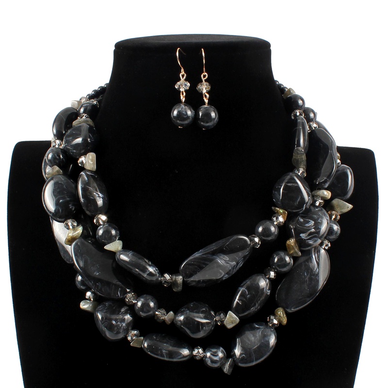 Plastic Fashion Geometric necklace  black NHCT0313black