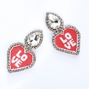 Imitated crystalCZ Simple Geometric earring  Red heart LOVE NHAT0301RedheartLOVEpicture1