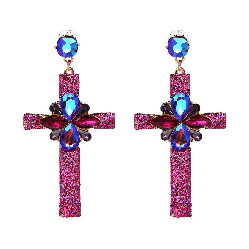 Plastic Fashion Cross earring  purple NHJJ5103purple