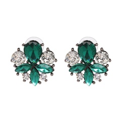 Imitated crystal&CZ Fashion Flowers earring  (green) NHJJ5110-green