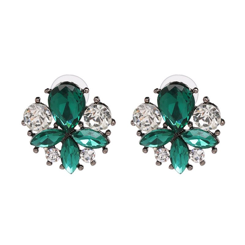 Imitated crystalCZ Fashion Flowers earring  green NHJJ5110green