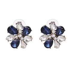 Imitated crystal&CZ Fashion Flowers earring  (blue) NHJJ5114-blue