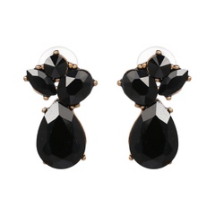 Imitated crystal&CZ Fashion Geometric earring  (black) NHJJ5116-black