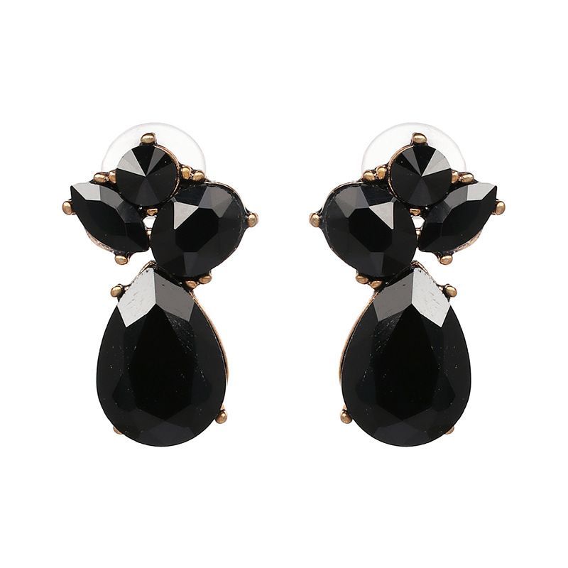 Imitated crystalCZ Fashion Geometric earring  black NHJJ5116black