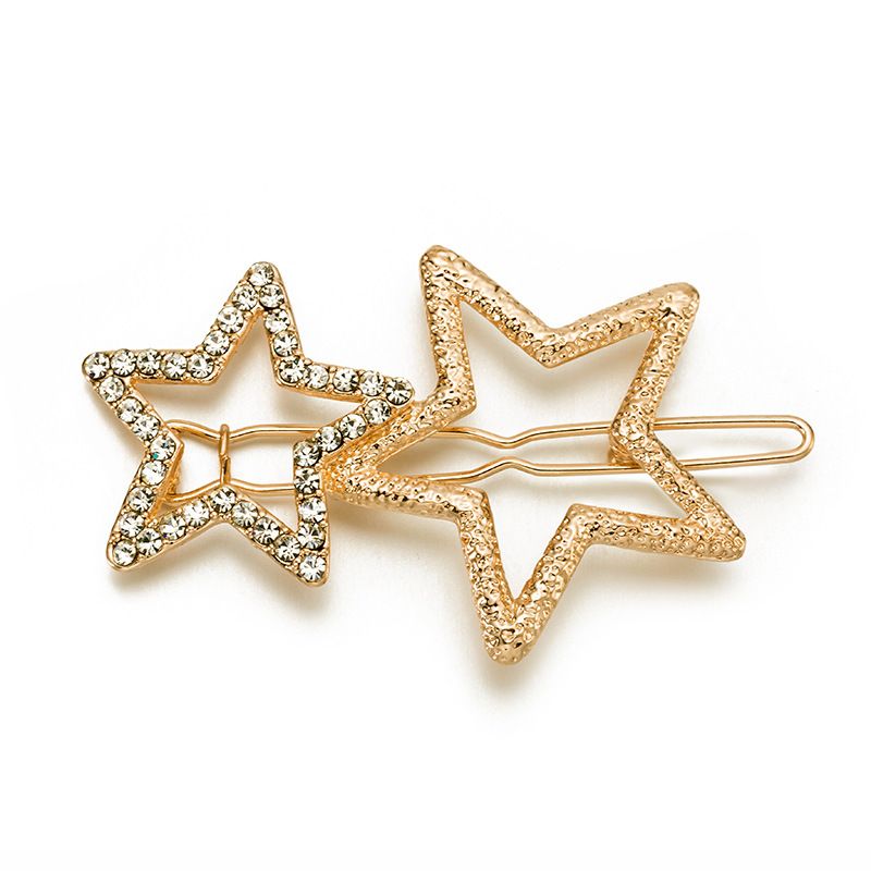 Factory Direct Sales Hot Sale in Europe and America Hair Accessories Alloy Geometric Hairpin Diamond XINGX Side Clip FivePointed Star Clip