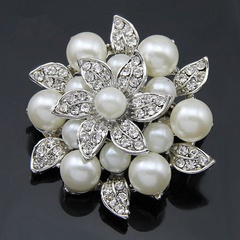 Alloy Fashion Flowers brooch  (White kAa021-A) NHDR3004-White-kAa021-A