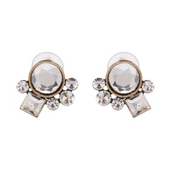 Imitated crystal&CZ Simple Geometric earring  (white) NHJJ5060-white
