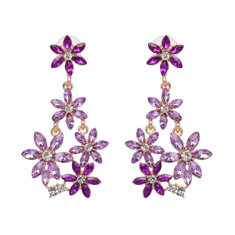 Imitated crystalCZ Fashion Flowers earring  purple NHJJ5071purple