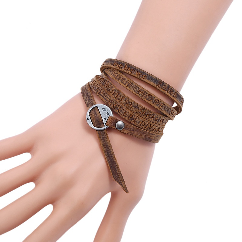 Leather Fashion Geometric bracelet  Retro type + ancient alloy NHPK2083Retrotypeancientalloy