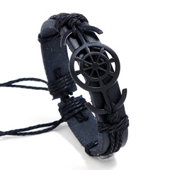 Leather Fashion bolso cesta bracelet  (black) NHPK2090-black