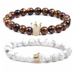 Natural Stone Fashion Animal bracelet  (White pine + tiger eye) NHYL0098-White-pine-tiger-eye