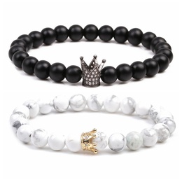 Natural Stone Fashion Animal bracelet  Black + white NHYL0104Blackwhitepicture1