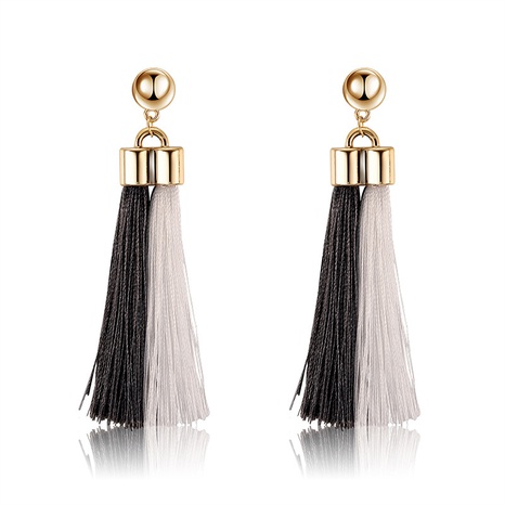 European and American National Style Bohemian White Long Type Gray Mixed Tassel Earrings Women Ornament Cross-Border Hot Selling's discount tags