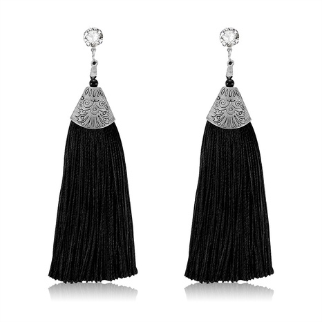 New Ethnic Style Elegant Black Bohemian Long Fringe Earrings Female Creative Style Vintage Earrings European and American Popular's discount tags