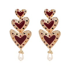 Alloy Fashion Sweetheart earring  (red) NHJJ5228-red