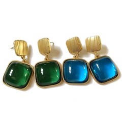 Alloy Simple Flowers earring  (Green earrings) NHOM1013-Green-earrings