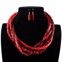 Plastic Fashion Geometric necklace  (red) NHCT0338-red