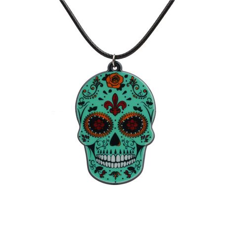 Acrylic Fashion Skeleton Skull necklace  (green) NHYL0266-green's discount tags