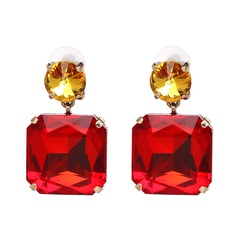 Imitated crystal&CZ Fashion Geometric earring  (red) NHJJ5156-red
