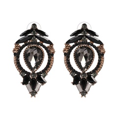 Imitated crystal&CZ Fashion Flowers earring  (black) NHJJ5179-black