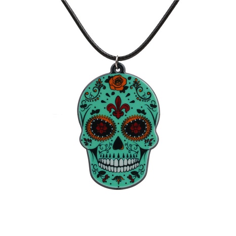 Acrylic Fashion Skeleton Skull necklace  (green) NHYL0266-green's discount tags