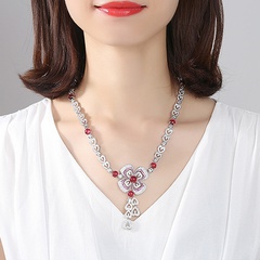 Alloy Fashion Sweetheart necklace  (Platinum-T21D15) NHTM0417-Platinum-T21D15