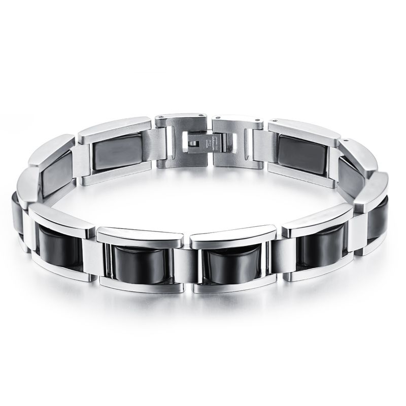 Titanium&Stainless Steel Korea Geometric bracelet (Steel color ...