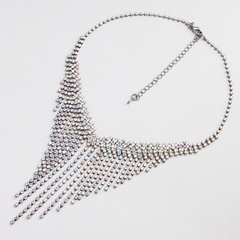 Alloy Fashion Tassel necklace  (Gun black AB rhinestone) NHHS0551-Gun-black-AB-rhinestone