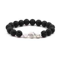 Alloy Fashion Geometric bracelet  (3 white pine + volcanic stones) NHYL0310-3-white-pine-volcanic-stones