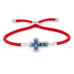 Copper Korea Cross bracelet  (Red rope alloy)  Fine Jewelry NHAS0390-Red-rope-alloy