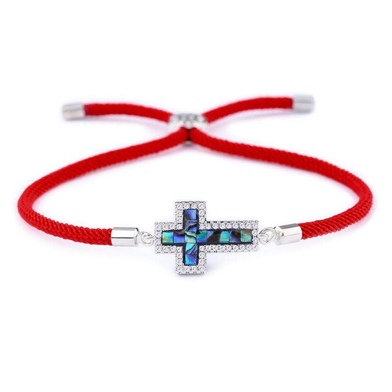 Copper Korea Cross bracelet  Red rope alloy  Fine Jewelry NHAS0390Redropealloy