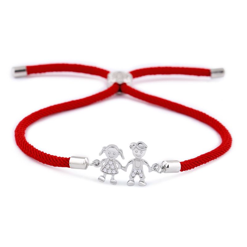 Copper Korea Geometric bracelet  Red rope alloy  Fine Jewelry NHAS0394Redropealloy