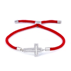 Copper Korea Cross bracelet  (Red rope cross)  Fine Jewelry NHAS0428-Red-rope-cross