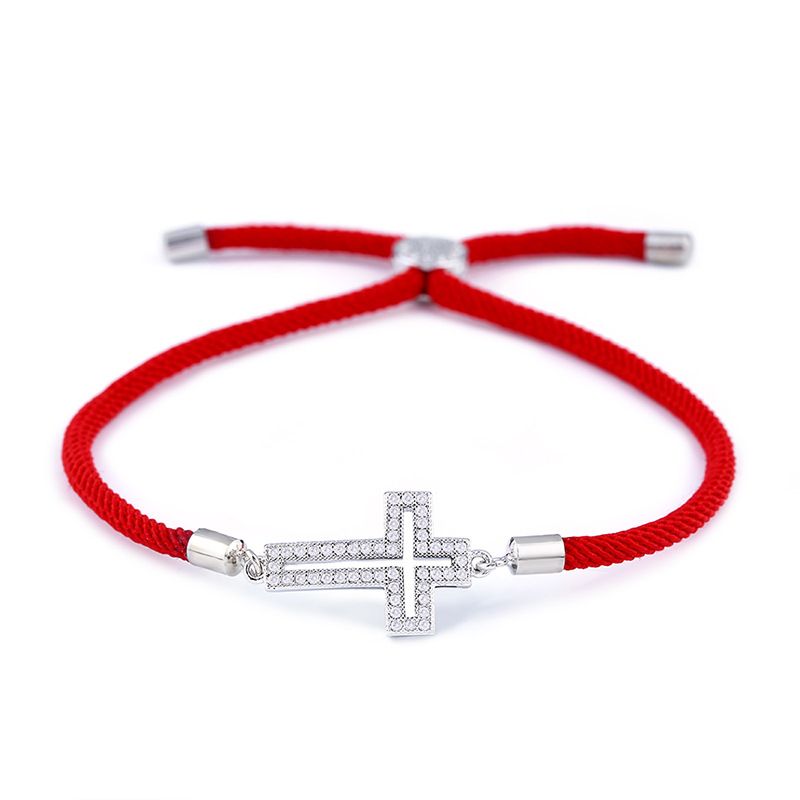 Copper Korea Cross bracelet  Red rope cross  Fine Jewelry NHAS0428Redropecross
