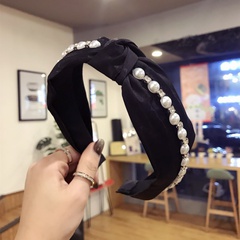 Koreanische neue Qualität Haarschmuck Koreanische Version des Stoffes mit Perlen in der Mitte geknotet und geknotet mit breiter Krempe Stirnband Stirnband gepresste Frauen